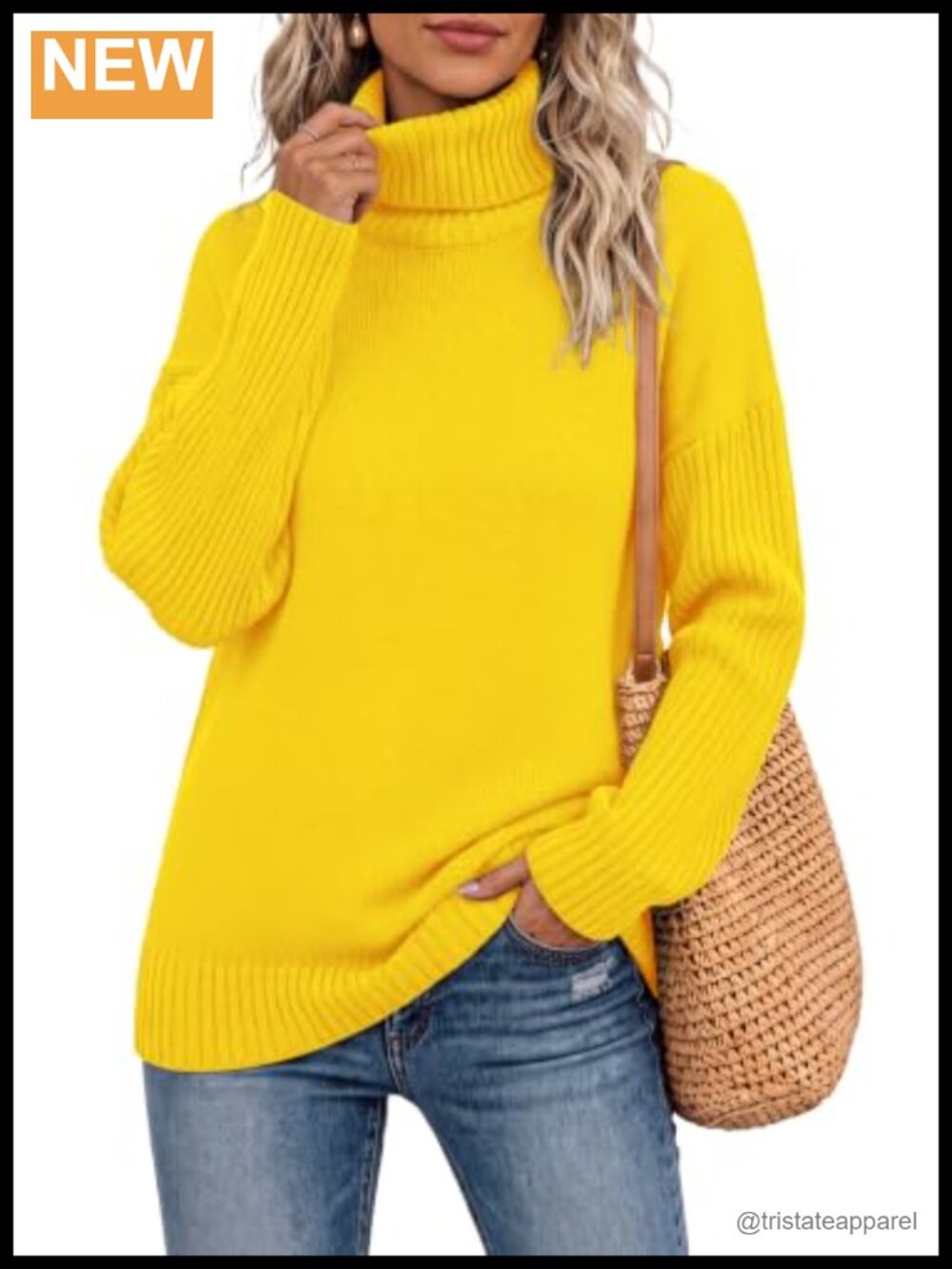 Women's Chunky Oversized Turtleneck Tunic Sweater Pullover 100% Acrylic
